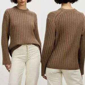 Samsoe & Samsoe Chloe Crewneck Rib Sweater In Caribou Brown Women's Size XS